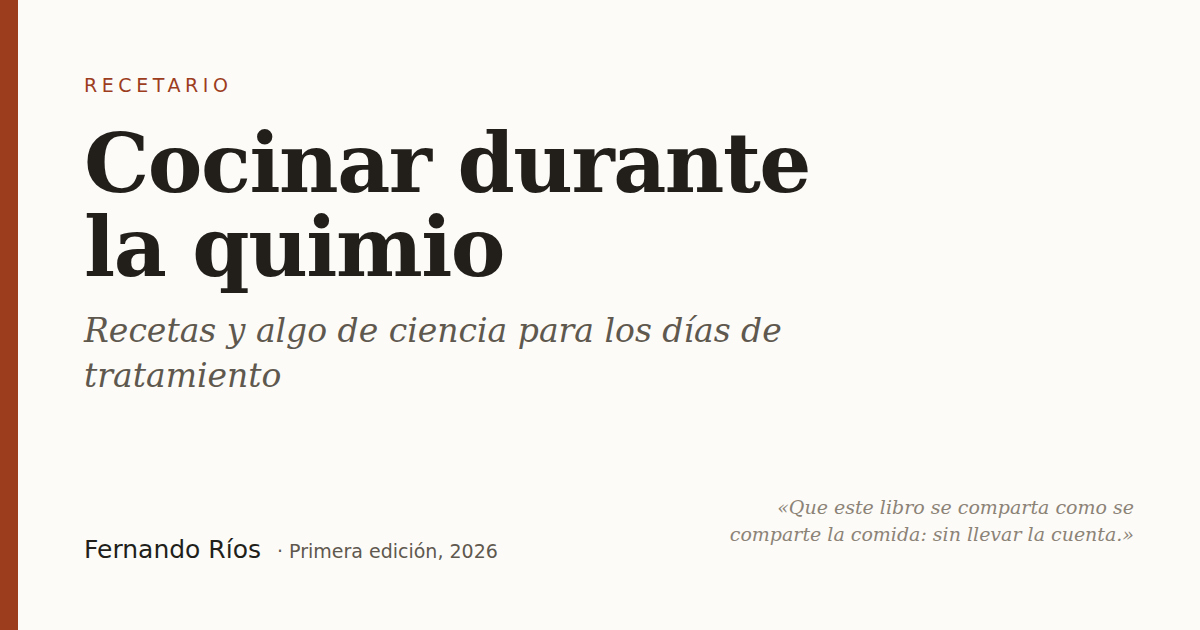 Portada original del libro Cocinar durante la quimio por Fernando Ríos